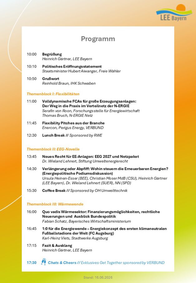 LEE Bayern Branchentag Programm